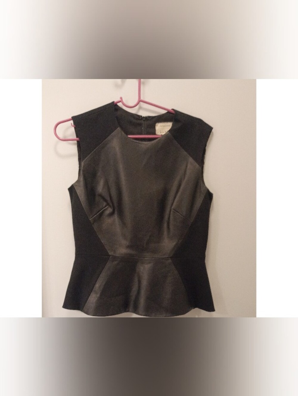 Black Faux-Leather Peplum Sleeveless Top